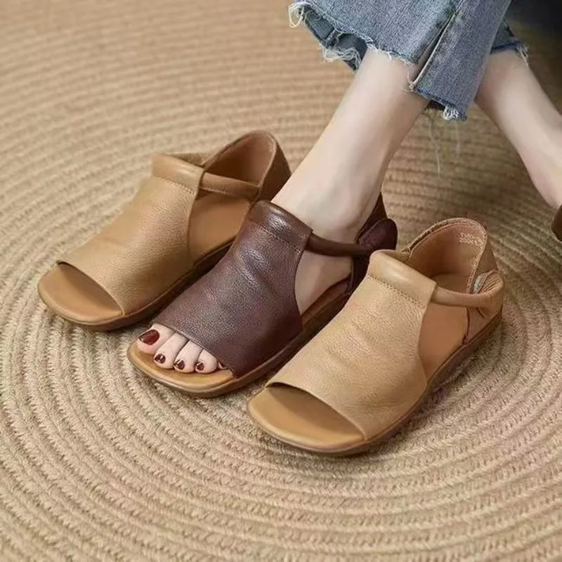 Women's Retro Flat Sandals – Open Toe T-Strap Vintage Style Flat Sandals Axl