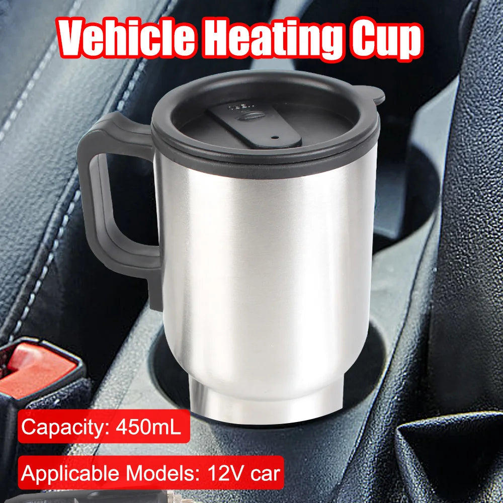 12V Electric Car Kettle 450ml Stainless Steel Travel Mug Car Electric Kettle Axl