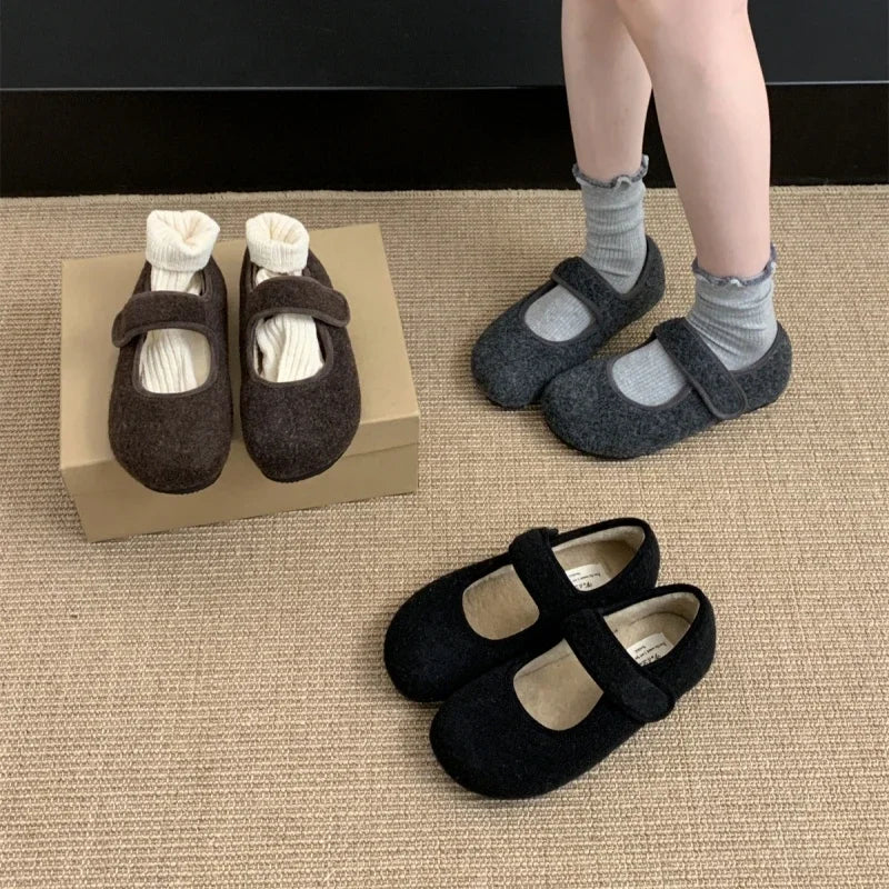 Women's Plush-Lined Cotton Flat Shoes – Warm Mary Janes Women's Flat Shoes Axl