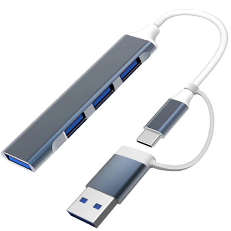 USB-C Hub 4-Port USB 3.0 & 2.0 Aluminum Splitter Adapter USB-C Hub Axl