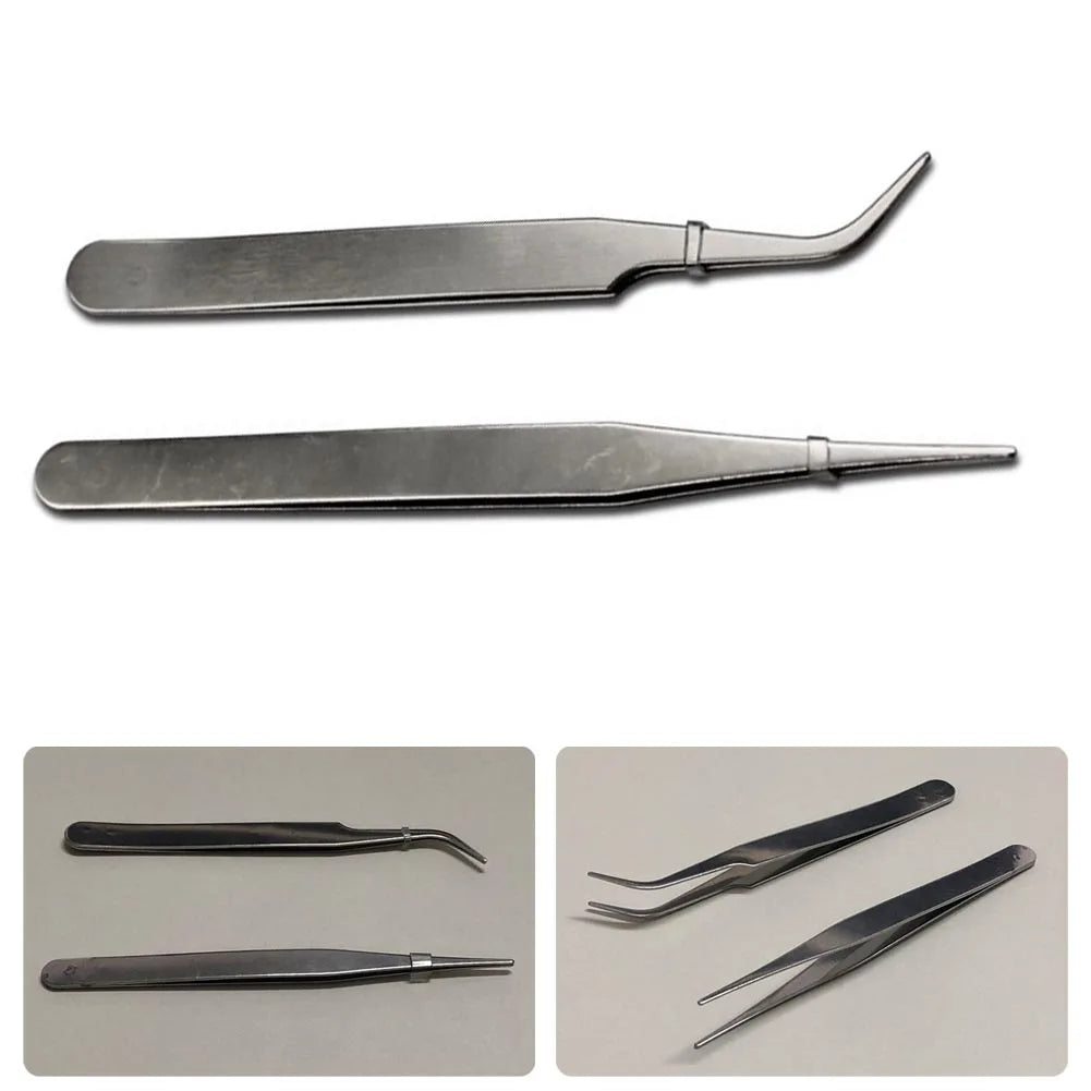 Precision Stainless Steel Tweezers Set – Straight & Curved Tips Precision Tweezers Set Axl