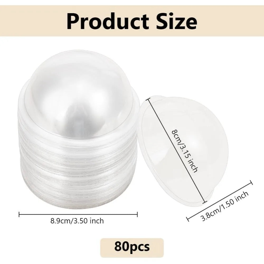 80 Pcs Clear Half Ball Dome Shakers – 3.5" PVC Craft Domes Craft Dome Shakers Axl
