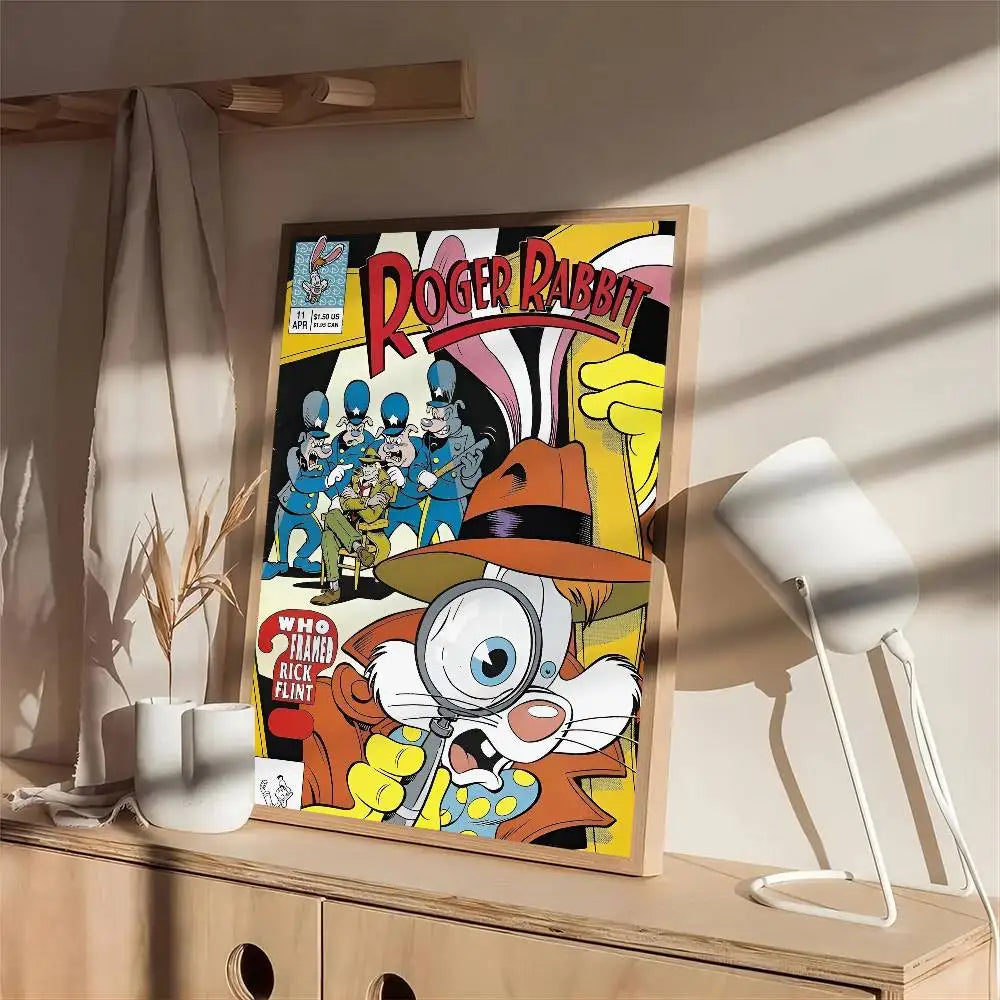 Cartoon Rabbit Self-Adhesive Wall Poster – Waterproof Mural Art Wall Art Poster Axl
