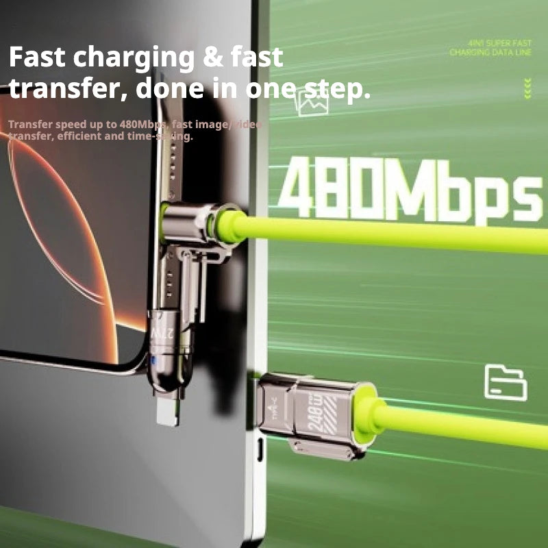 240W 4-in-1 Fast Charging Cable – iPhone & USB-C Fast Charging Cable Axl