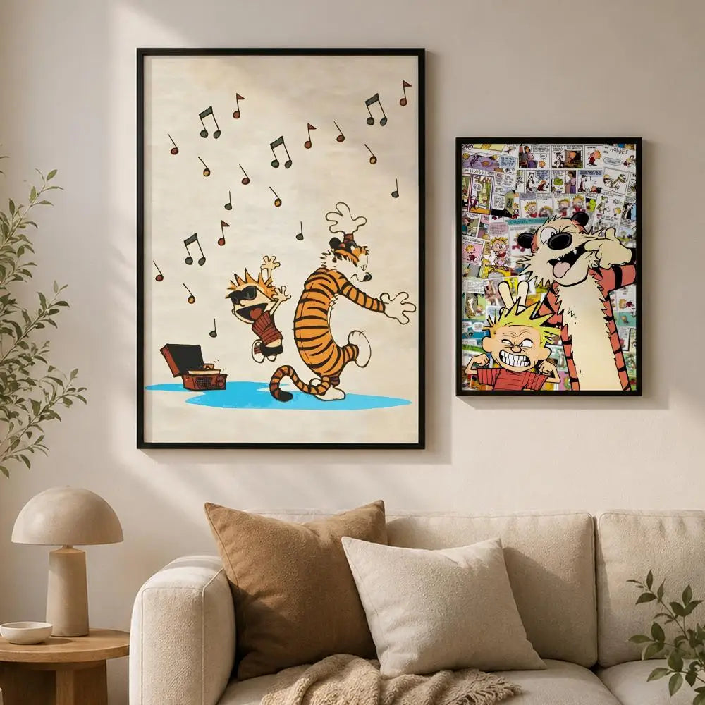 Calvin & Hobbes Waterproof PVC Wall Poster – Peel & Stick HD Art Wall Art Poster Axl
