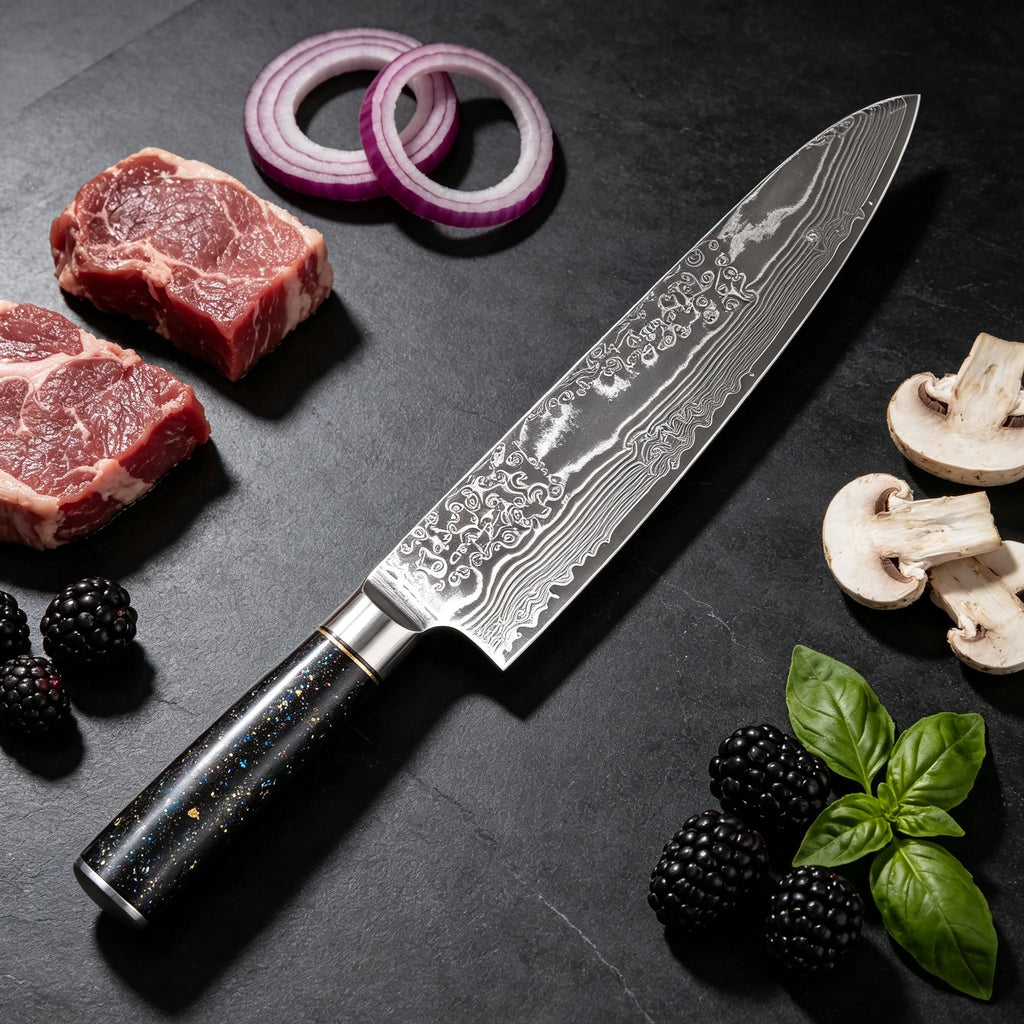 67-Layer Damascus Chef Knife – 8" Gyuto Kitchen Blade Damascus Chef Knife Axl