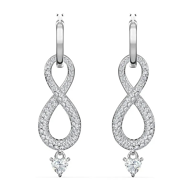 Huitan Infinity CZ Dangle Earrings – Bridal Wedding Jewelry CZ Dangle Earrings Axl E2046