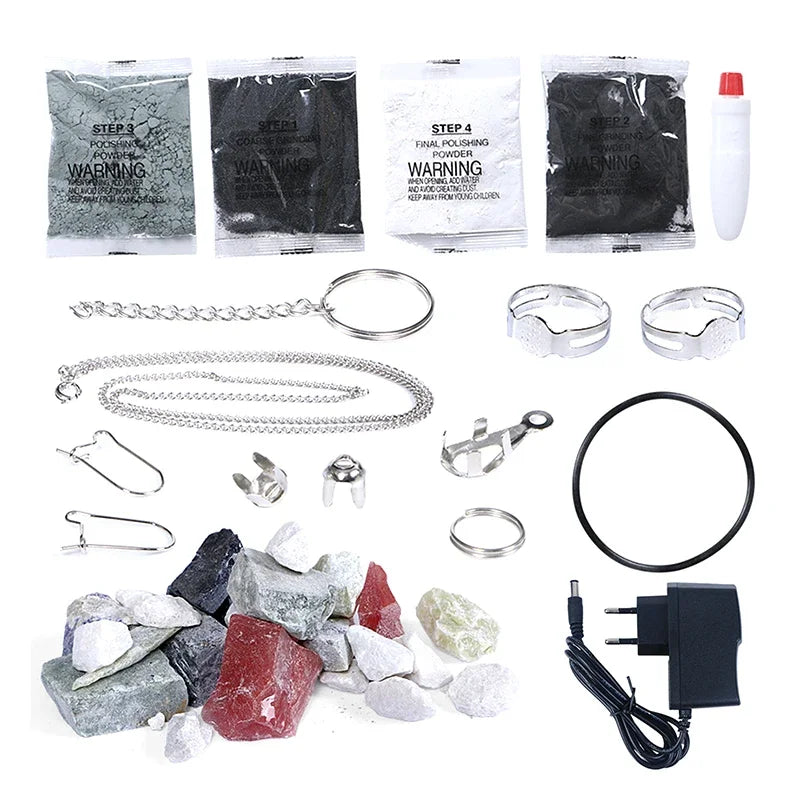 Electric Gem Grinder Set – DIY Stone Polishing Science Toy Gem Polishing Kit Axl