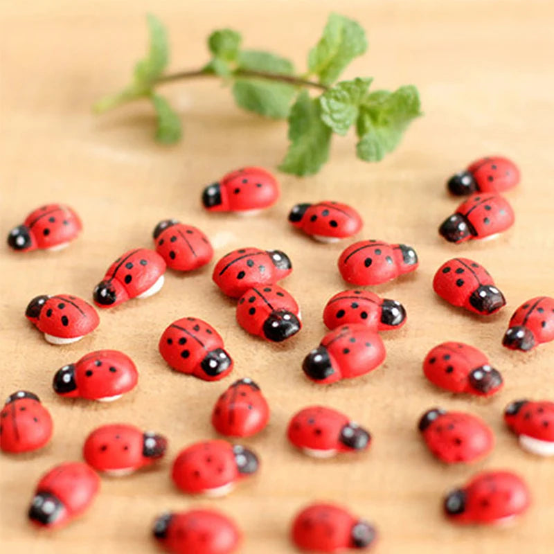 Mini Wooden Ladybug Sticker Ornaments 50/100 Pcs – DIY Craft Decor DIY Craft Ornaments Axl