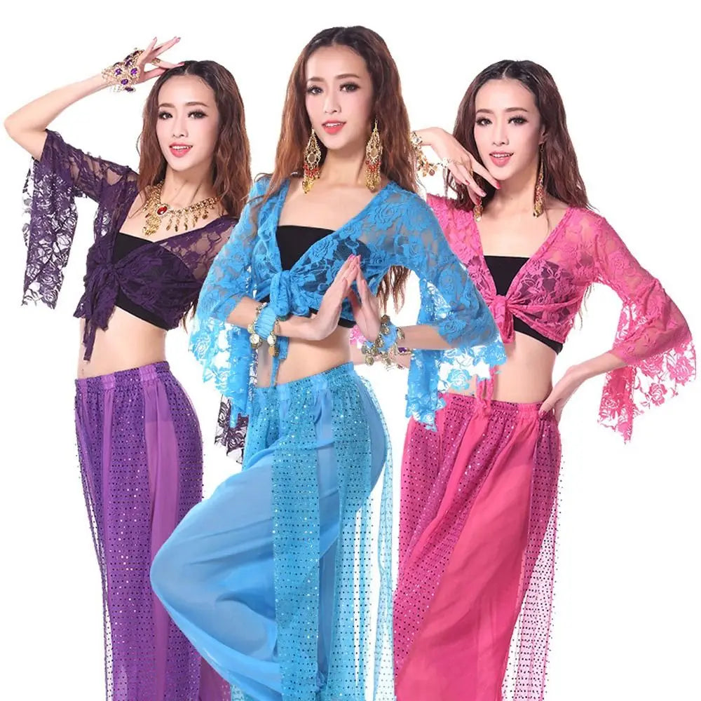 Women's Belly Dance Lace Shrug – Long Sleeve Cardigan Cover Up Dance Lace Shrug Axl