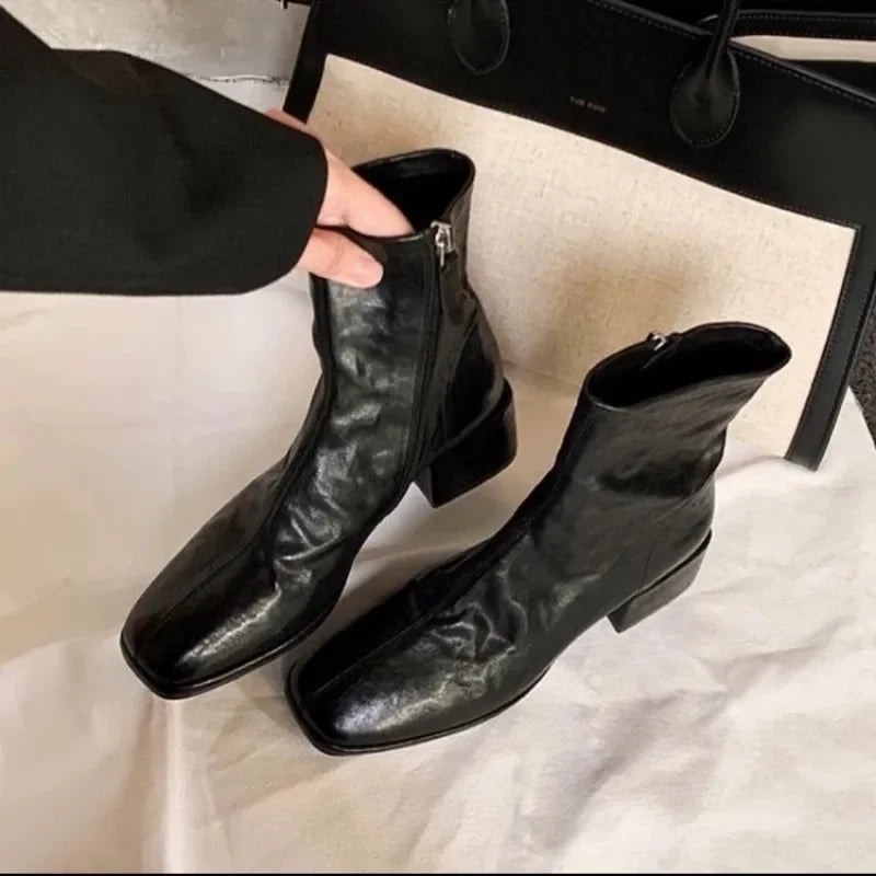 Women's Square Toe Chelsea Ankle Boots – Block Heel Chelsea Ankle Boots Axl