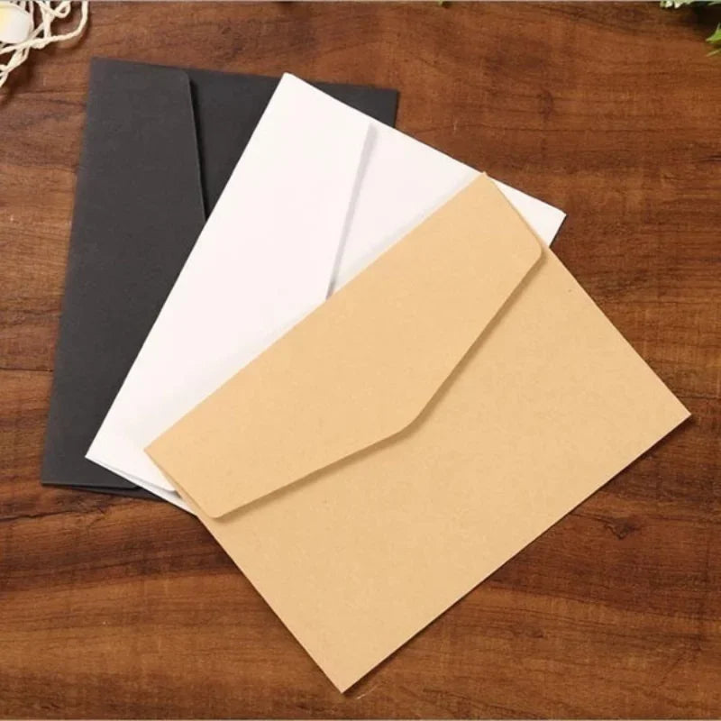 10-Pack Retro Kraft Paper Envelopes – Black, White & Brown Kraft Paper Envelopes Axl