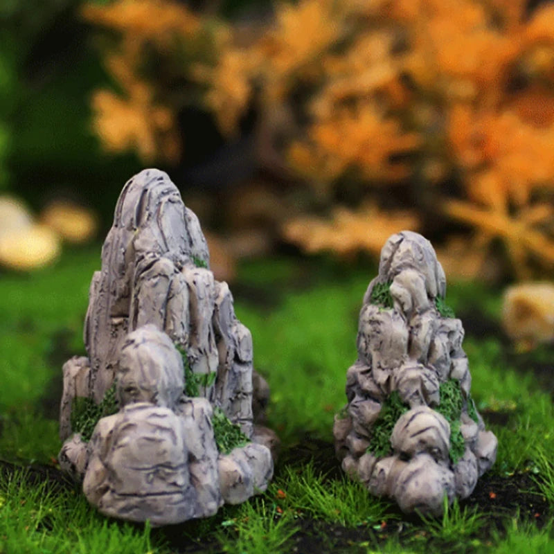 Mini Mountain Resin Rock – Aquarium, Bonsai & Fairy Garden Decor Miniature Garden Ornament Axl