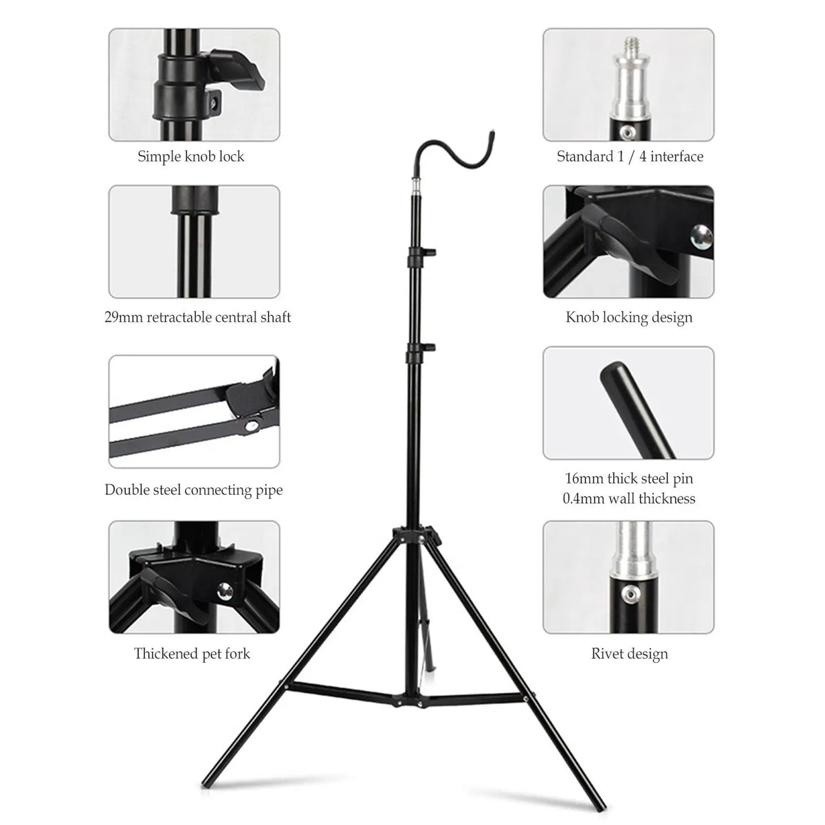 2m Folding Telescoping Tripod Light Stand – Camping & Photo Tripod Light Stand Axl