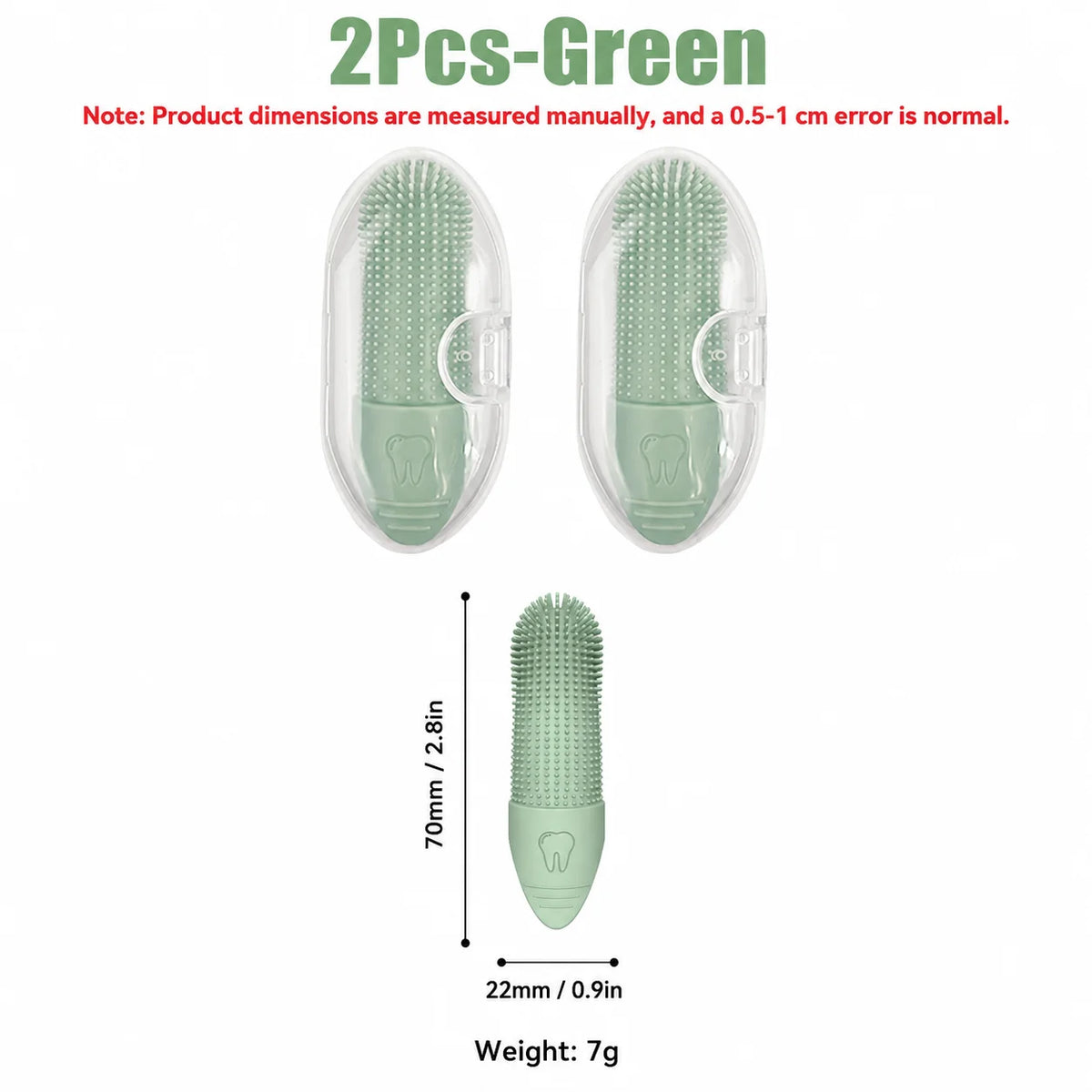 360° Silicone Pet Finger Toothbrush for Dogs & Cats – 2pc Set Pet Dental Brush Axl 2Pcs-Green
