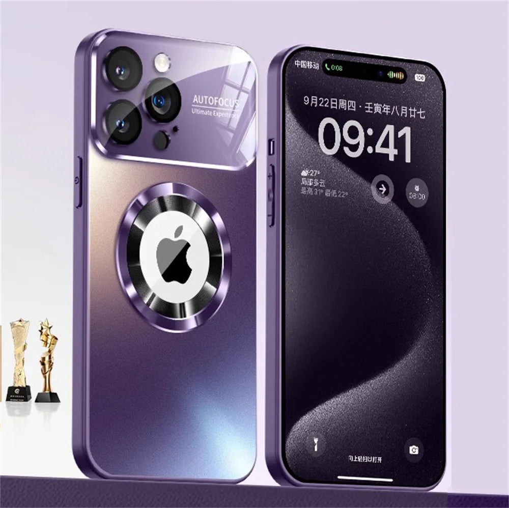 Titanium Matte MagSafe iPhone Case | AG Glass Lens Cover MagSafe iPhone Case Axl Dark Purple iPhone 15