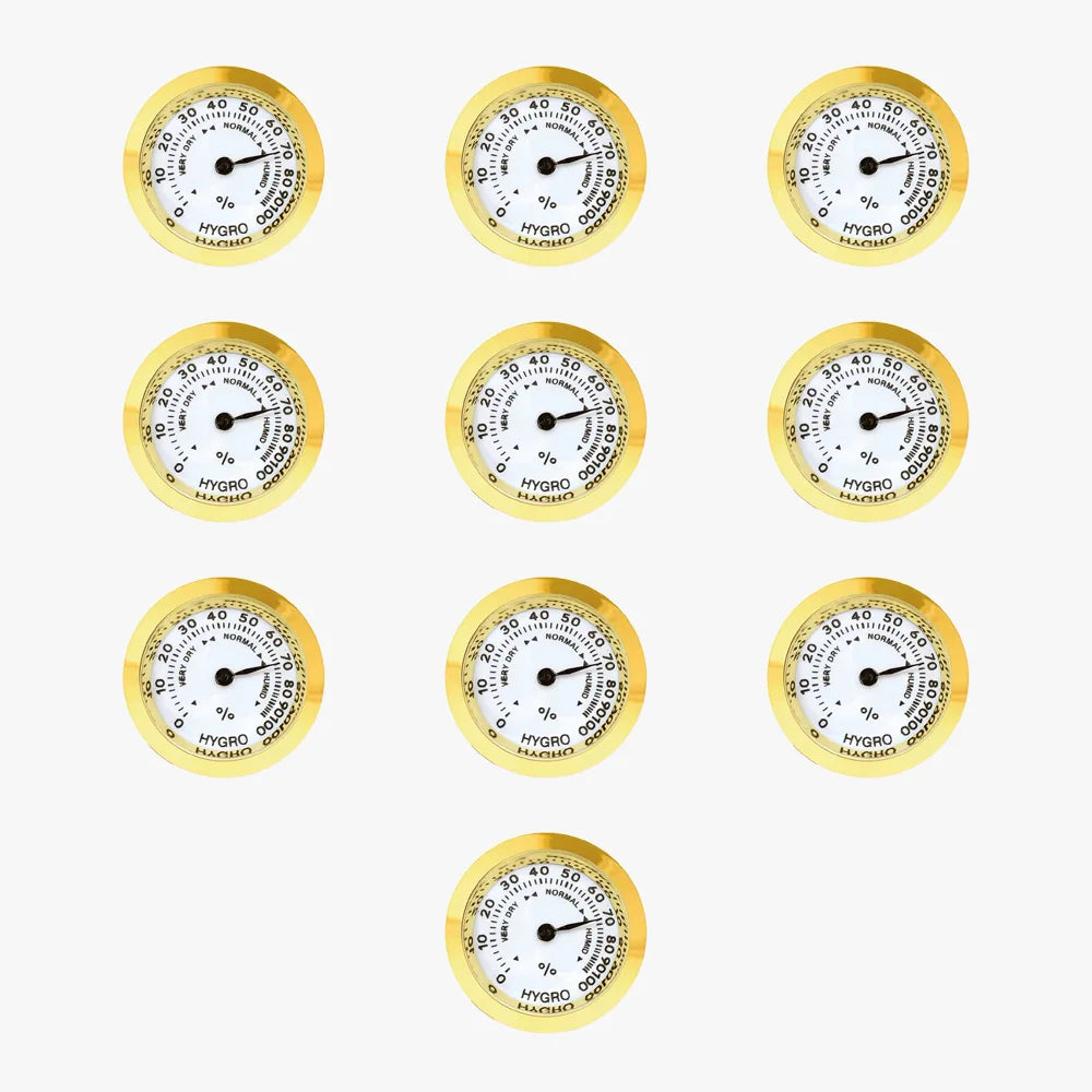 43mm Round Analog Hygrometer for Humidors, Guitar & Wine Box Analog Hygrometer Axl Golden-10pc