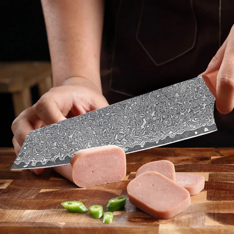 Damascus Chef Knife – Sharp Wood Handle Kitchen Cleaver 19.5cm Chef Knife Axl
