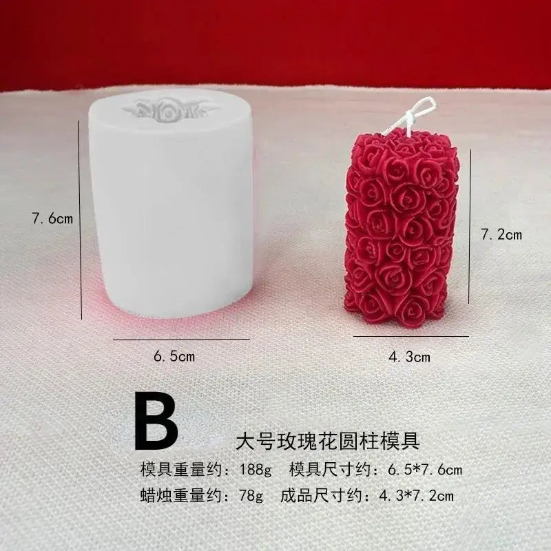Rose Cylinder Silicone Mold – Candle, Soap & Craft DIY Silicone Craft Mold Axl B