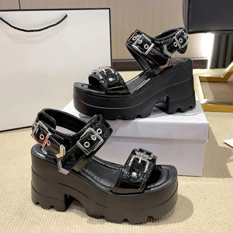 Women's Punk Platform Wedge Sandals – Hollowed-Out High Heels Platform Wedge Sandals Axl