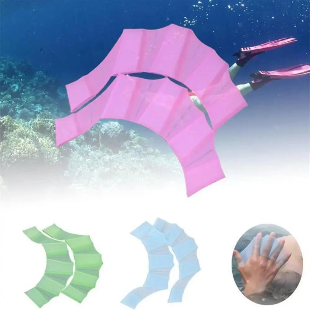 Silicone Frog Webbed Swimming Gloves – Hand Fins S/M/L Swim Training Gloves Axl