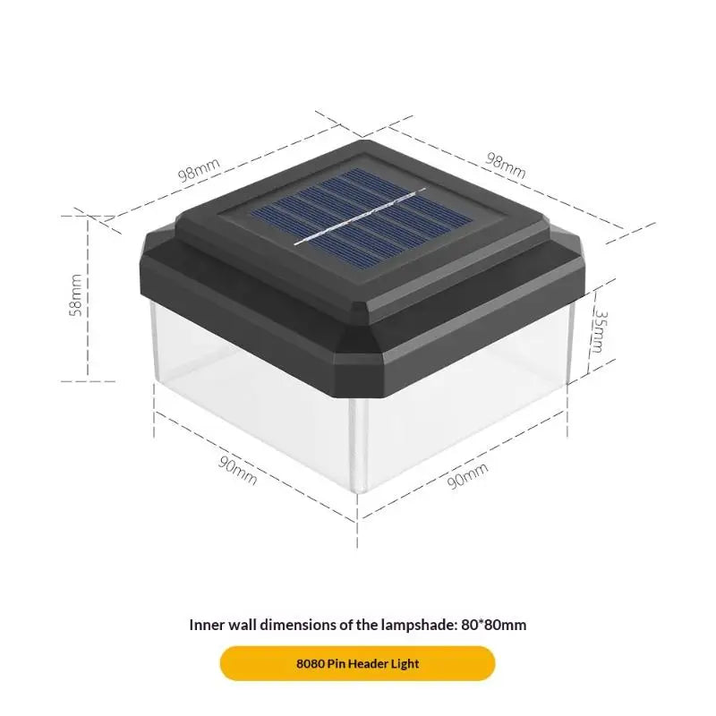 Solar LED Fence Post Cap Light IP65 Waterproof – Warm White Solar Fence Light Axl 8X8cm