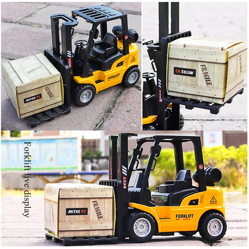 Die-Cast Alloy Forklift Toy with Cargo Pallet | Kids Gift Die-Cast Toy Vehicle Axl