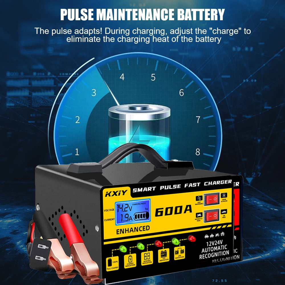 12V 24V 600A Intelligent LCD Auto Car Battery Charger Car Battery Charger Axl