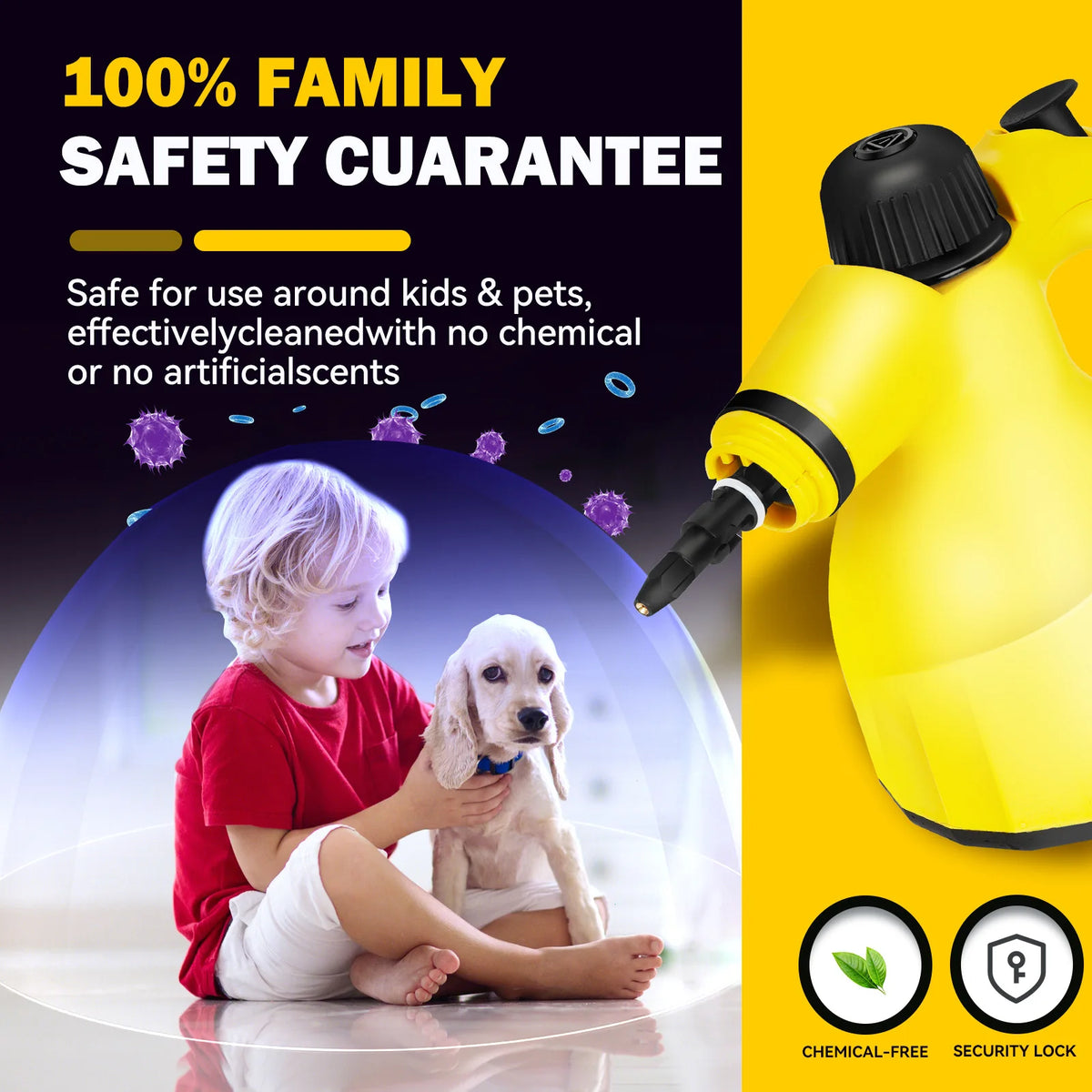 BALASHOV 1200W Handheld Steam Cleaner – Kitchen, Car & Home Handheld Steam Cleaner Axl