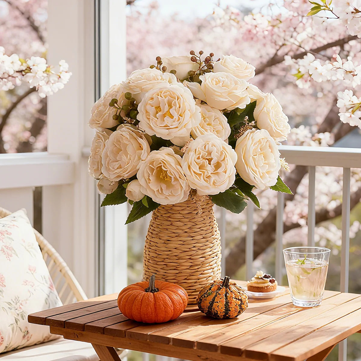 Silk Artificial Roses & Peony Bouquet – Wedding & Home Decor Artificial Flower Bouquet Axl