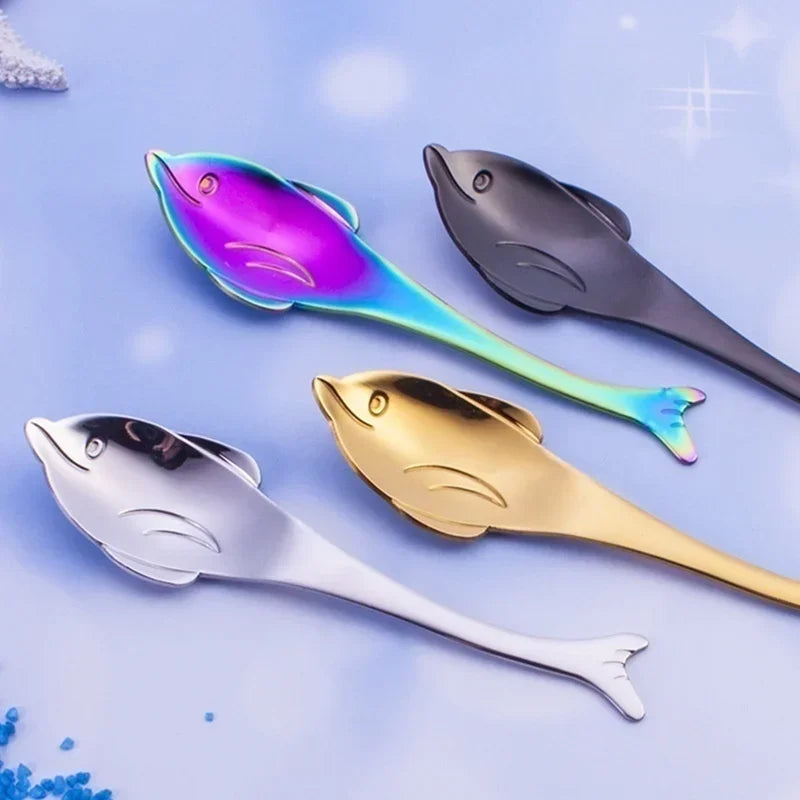 Fish-Shaped Stainless Steel Spoon – Cute Marine Coffee Spoon Novelty Dessert Spoon Axl