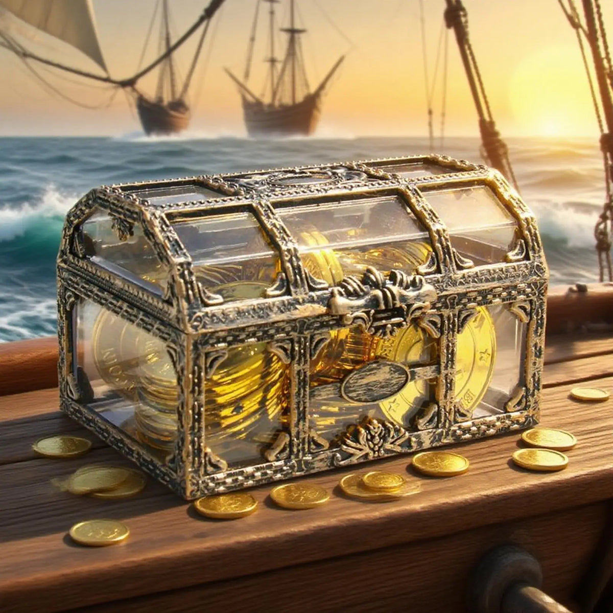 Transparent Pirate Treasure Box – Jewelry & Trinket Organizer Jewelry Organizer Box Axl
