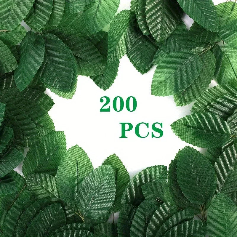 200 Pcs Artificial Rose Leaves with Stem | Wedding & DIY Decor Artificial Craft Leaves Axl