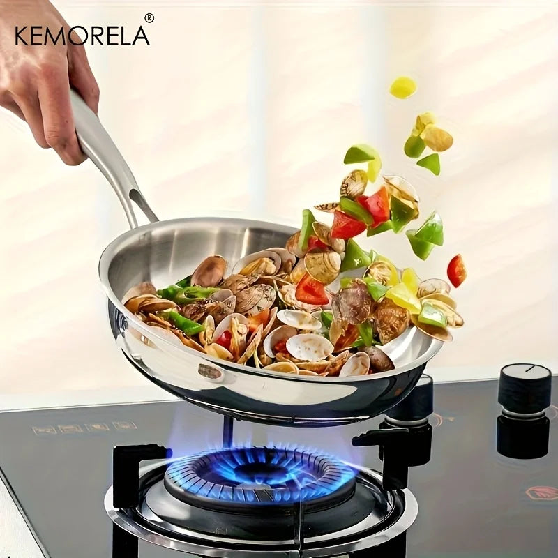KEMORELA 3-Piece Non-Stick Stainless Steel Frying Pan Set 22/26/30cm Frying Pan Set Axl