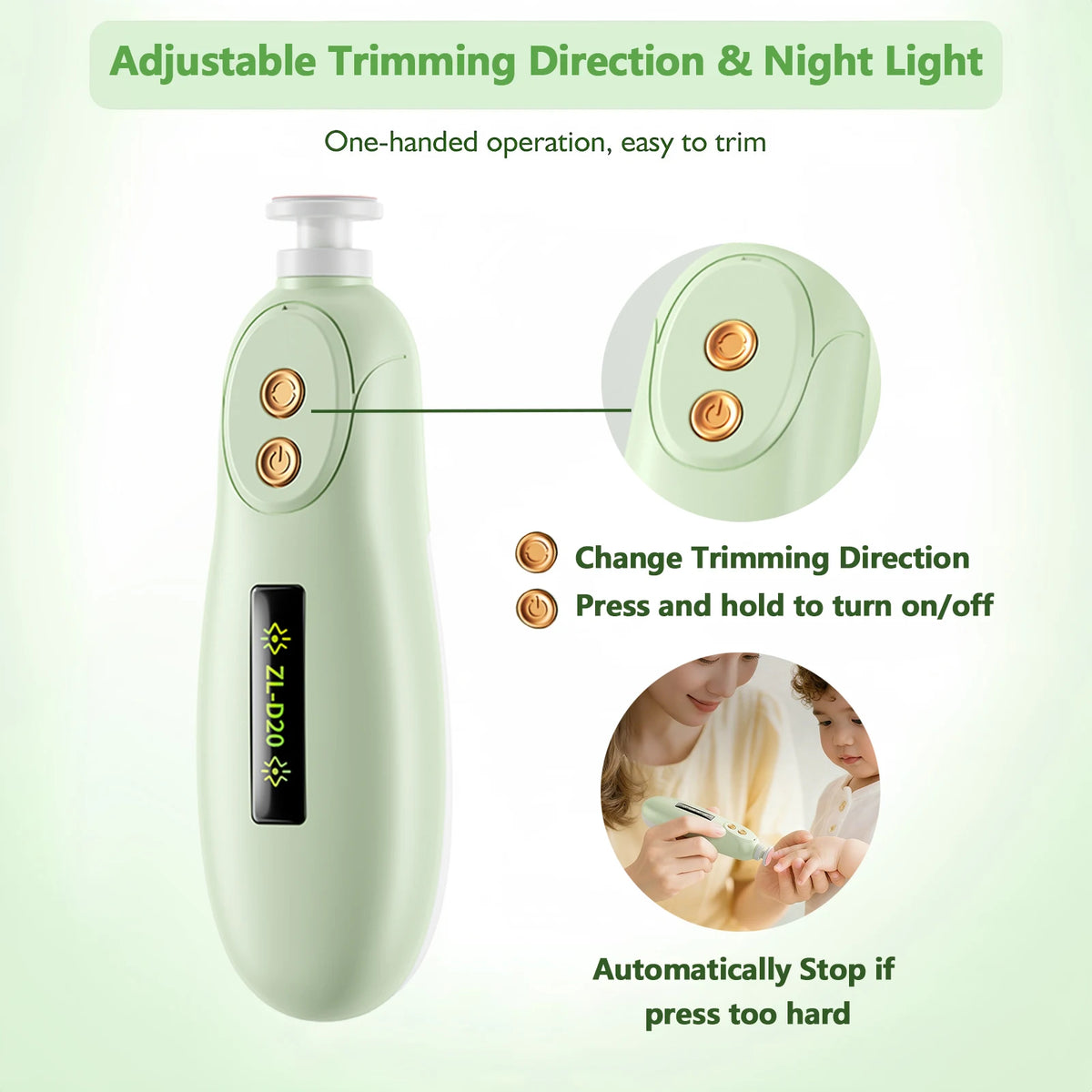 Electric Baby Nail Trimmer Set with LED Light | Safe for Newborns Baby Nail Trimmer Axl