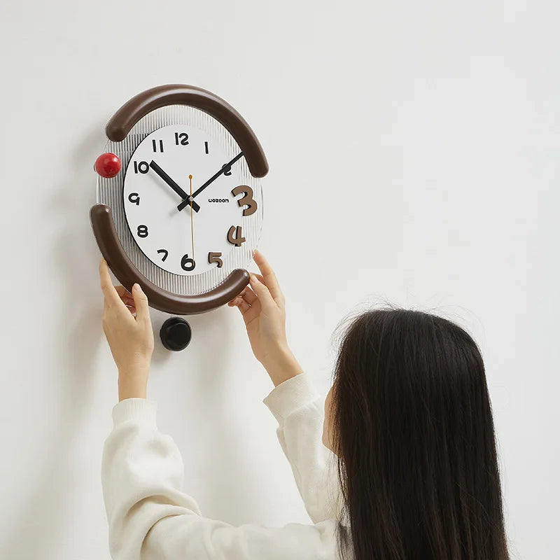 Modern Silent Swing Wall Clock – Round Minimalist Home Décor Decorative Wall Clock Axl