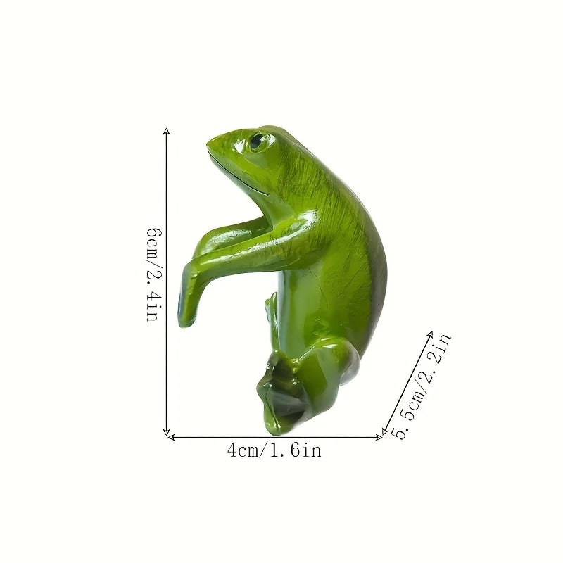 Mini Resin Frog Statue on Flower Pot | Garden & Home Décor Decorative Figurine Axl
