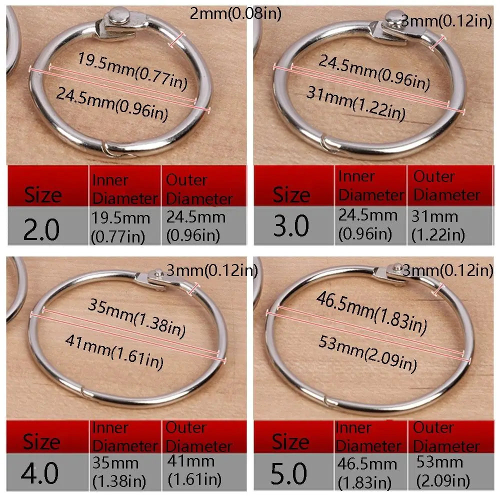 Metal Binder Rings 50/100 Pcs – Assorted Sizes Split Rings Binder Rings Axl