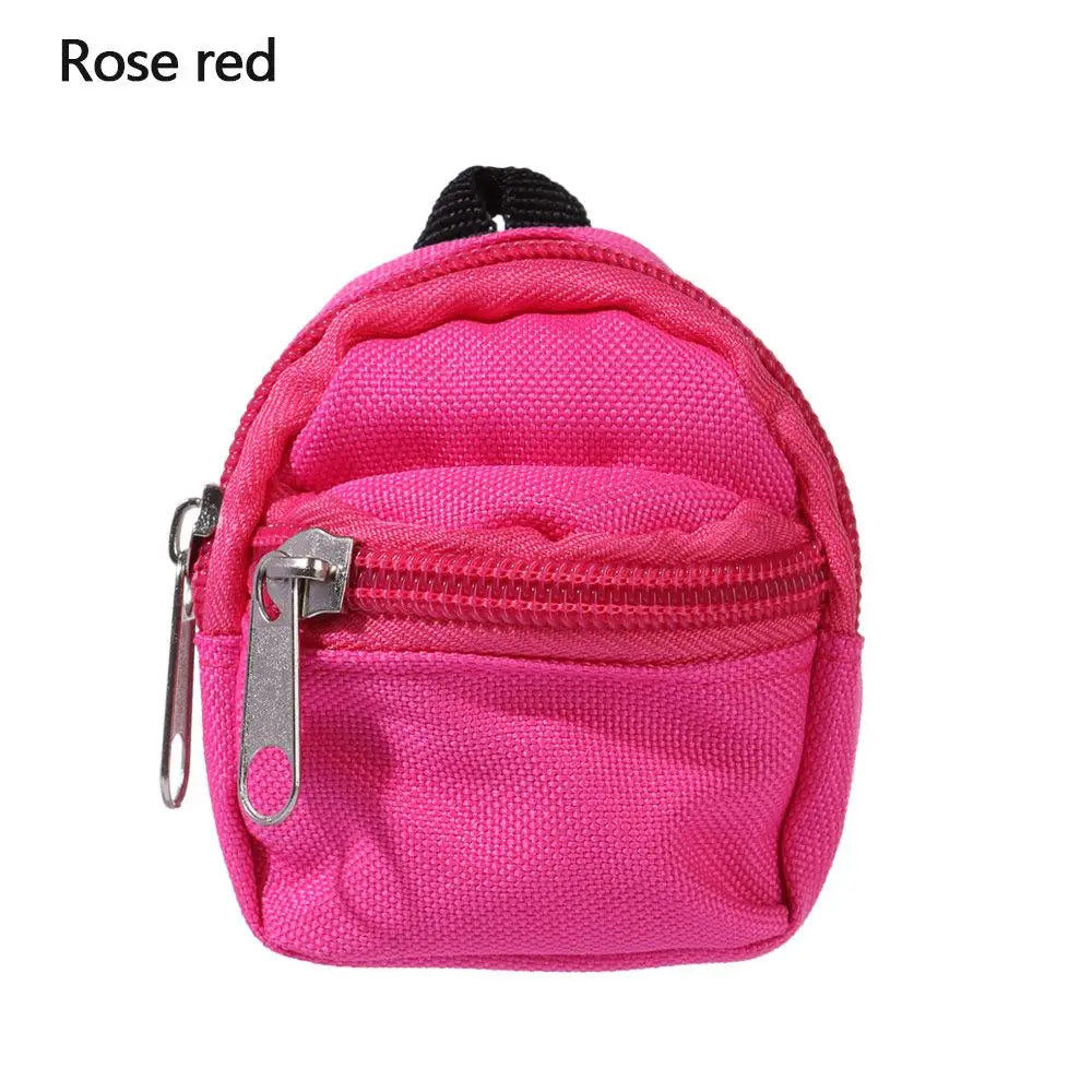 Mini Doll Backpack – Cute Cloth School Bag for 1/6 BJD Dolls Doll Accessory Axl rose red