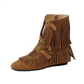 Women's Bohemian Fringed Wedge Ankle Boots – Gladiator Style Wedge Ankle Boots Axl brown 40