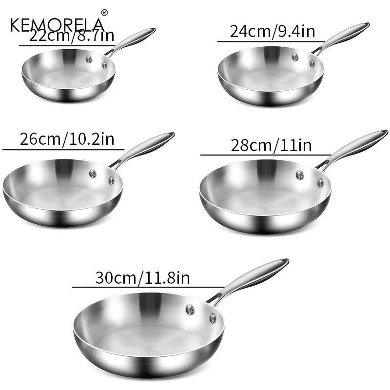 KEMORELA 316 Stainless Steel Frying Pan & Silicone Spatula Stainless Steel Frying Pan Axl