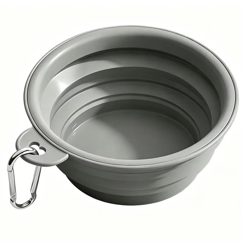 Foldable Dog Travel Bowl – Portable Collapsible Pet Bowl Collapsible Pet Bowl Axl Gray