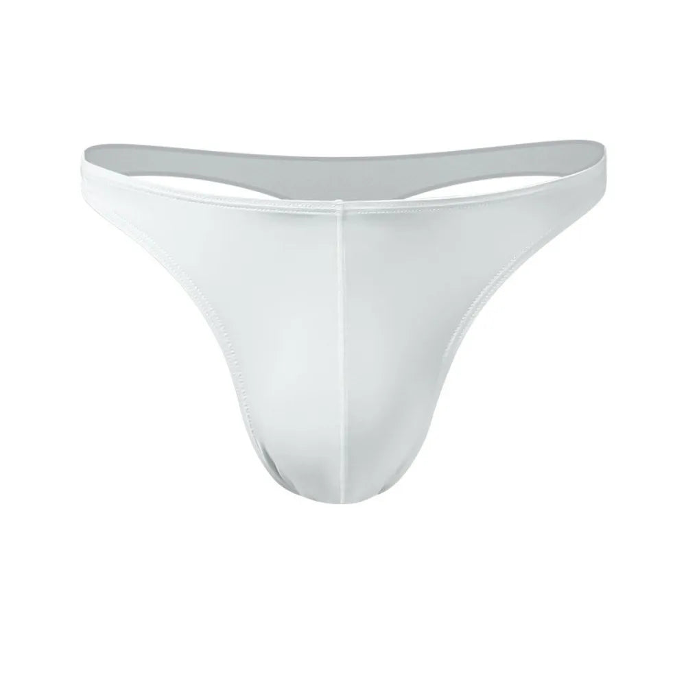 Men's Ice Silk Thong Underwear – Soft Low-Rise Nylon Briefs Men's Thong Underwear Axl White 1XL