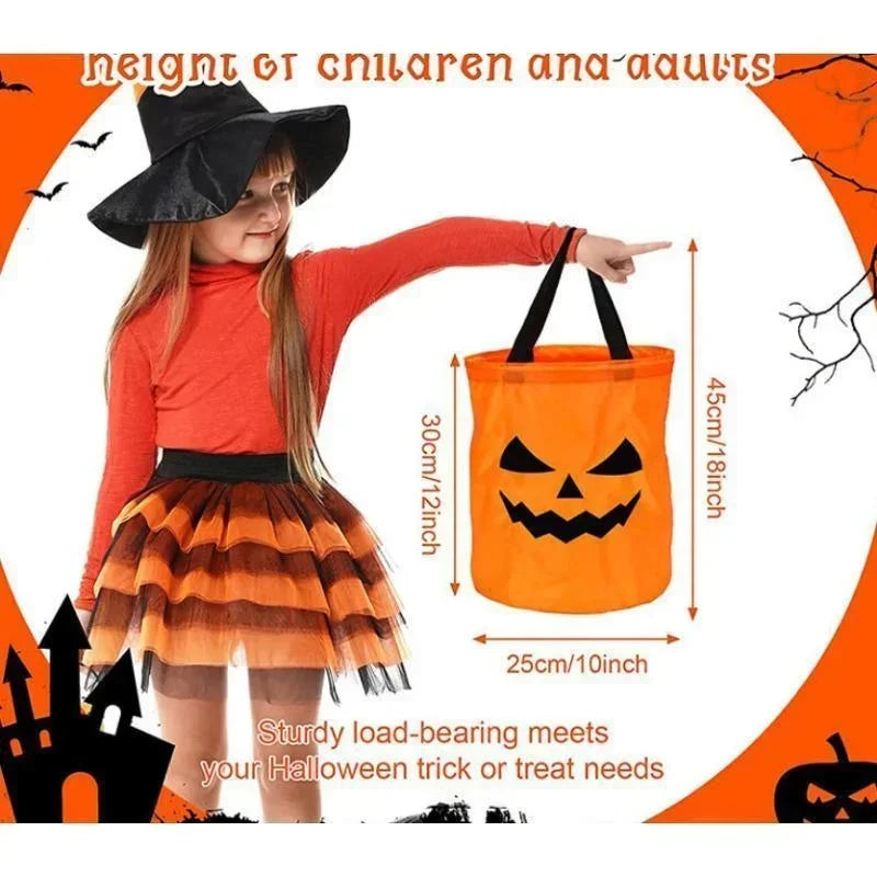 LED Light-Up Halloween Pumpkin Trick or Treat Candy Bucket Bag Halloween Candy Bucket Axl