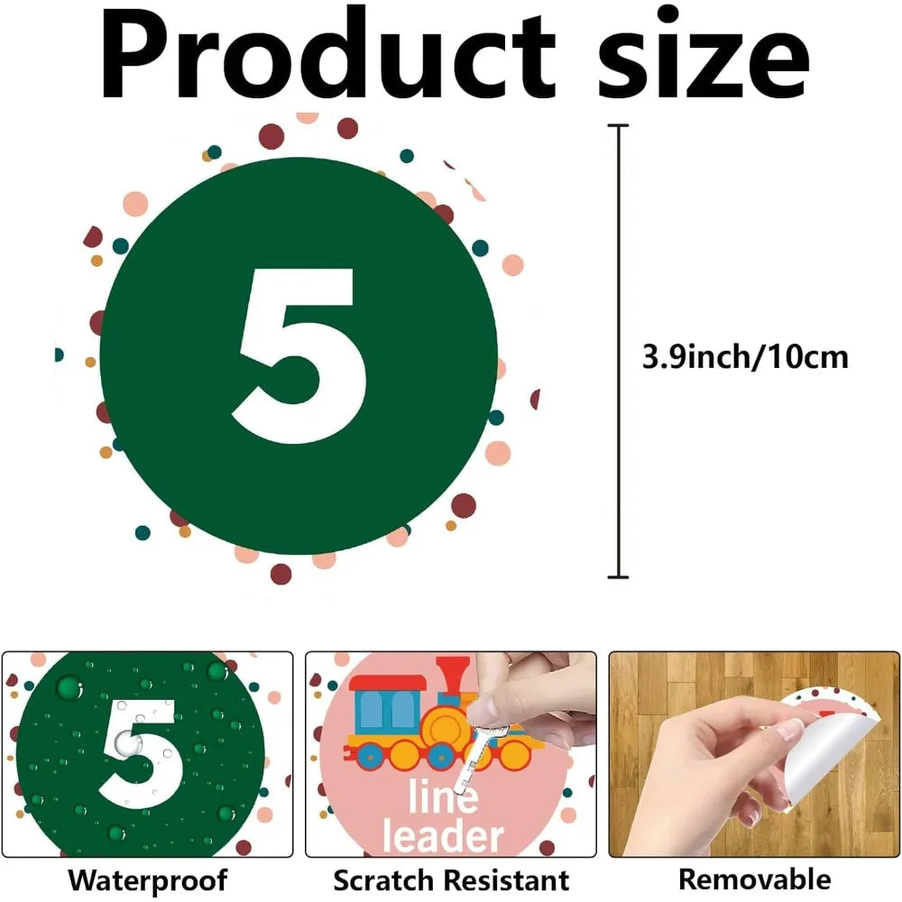 36 Classroom Number Spot Stickers – 4" Vinyl Floor Dots for Kids Classroom Spot Stickers Axl