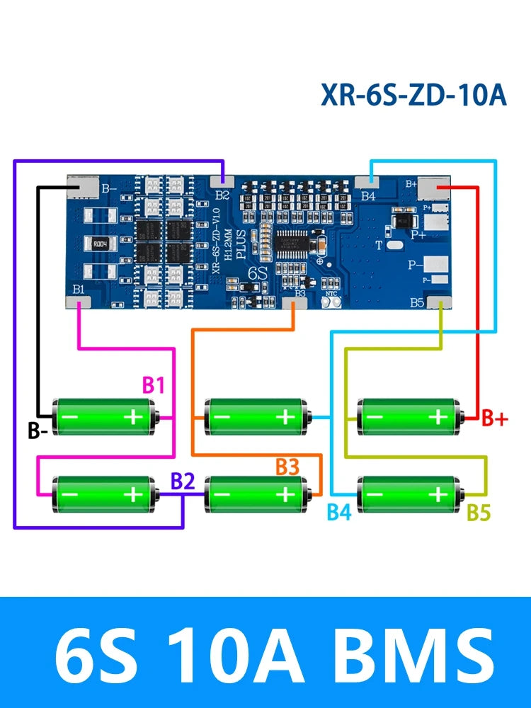 6S BMS 10A/20A/30A 22.2V 18650 Li-ion Battery Protection Board Battery Protection Board Axl 6S 10A BMS