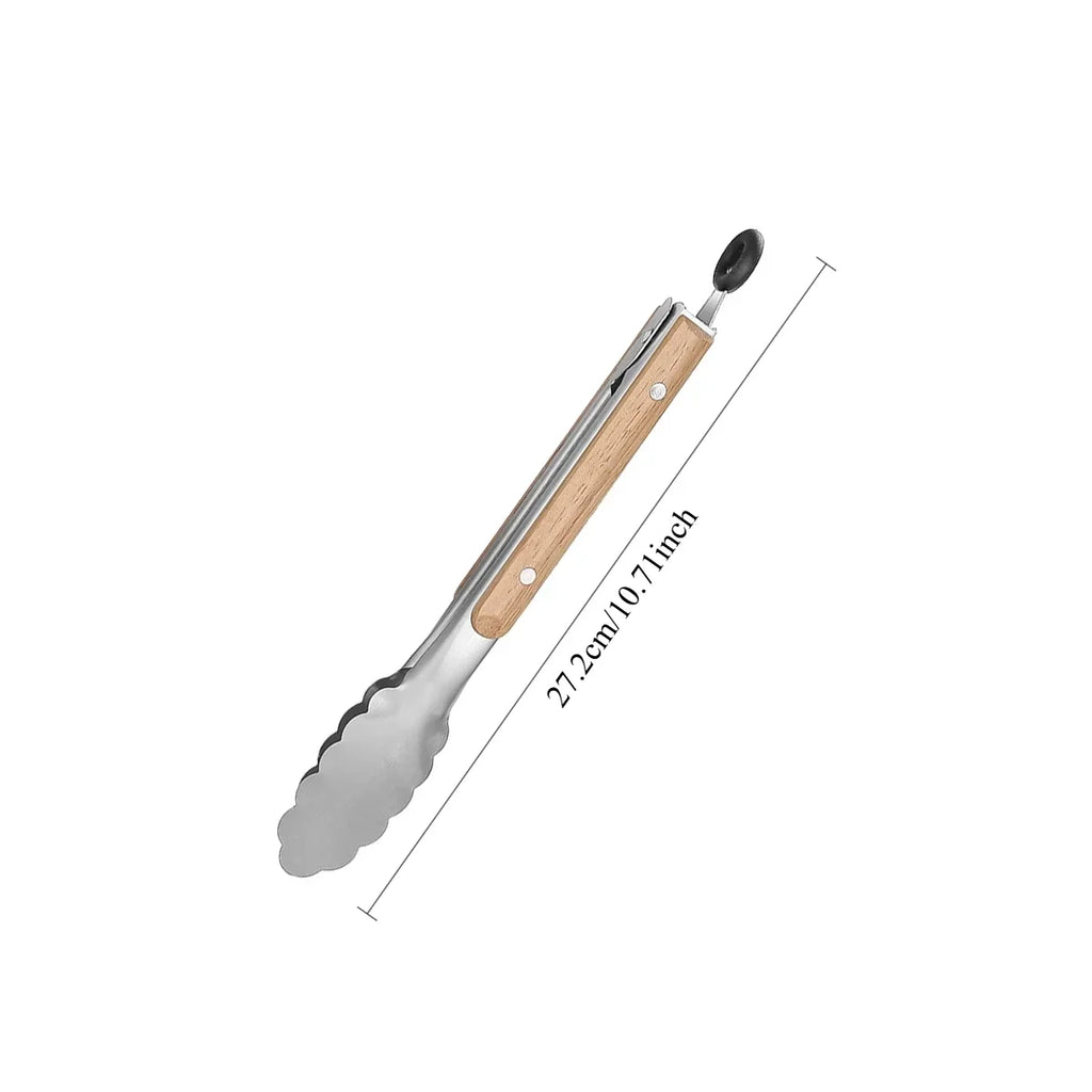 Stainless Steel Kitchen Tongs with Wooden Handle | 7–16 Inch Kitchen Tongs Axl 27.2cm-5698
