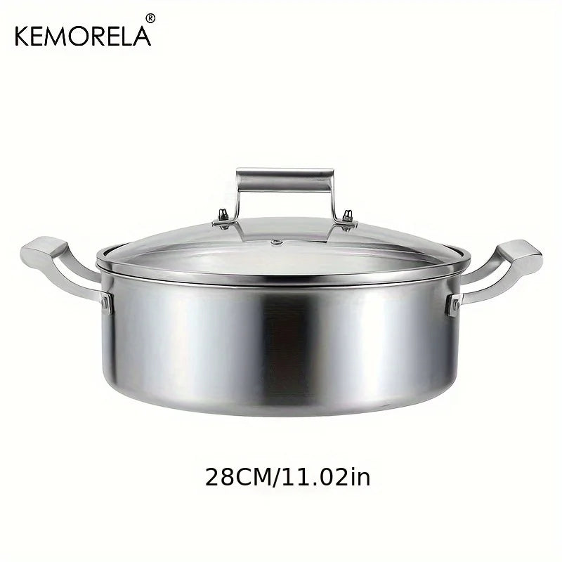 KEMORELA 304 Stainless Steel Soup Pot – 5-Layer Glass Lid Stainless Steel Soup Pot Axl 28cm