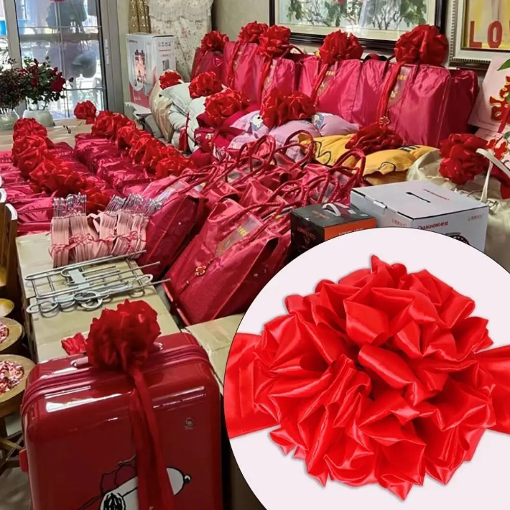 Red Satin Flower Ball with Ribbon – Wedding & Ceremony Decor Ceremony Flower Ball Axl