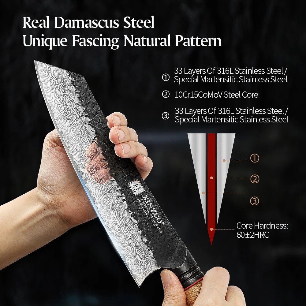 XINZUO 8.31" Bunka Knife – 67-Layer Damascus Steel Chef Knife Damascus Chef Knife Axl